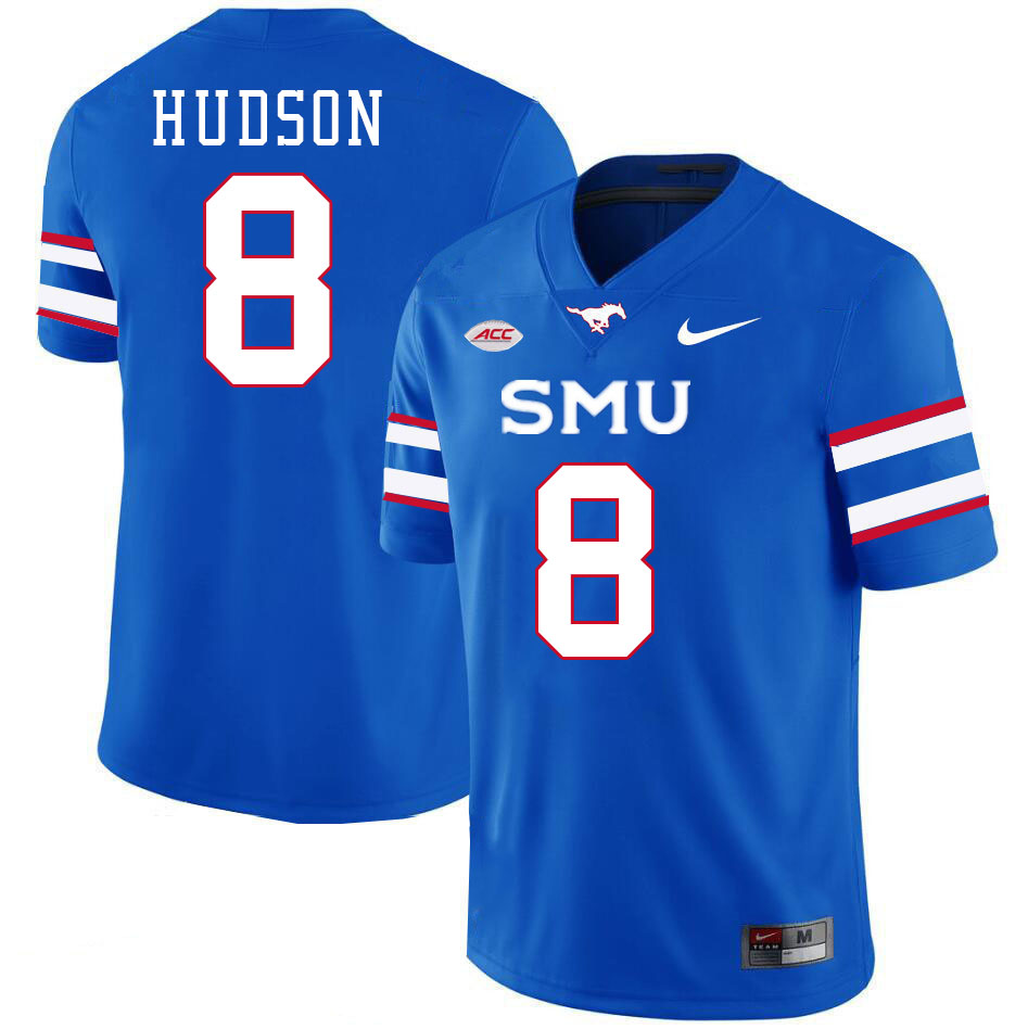 SMU Mustangs #8 Jordan Hudson Jersey College Football Uniforms-Royal